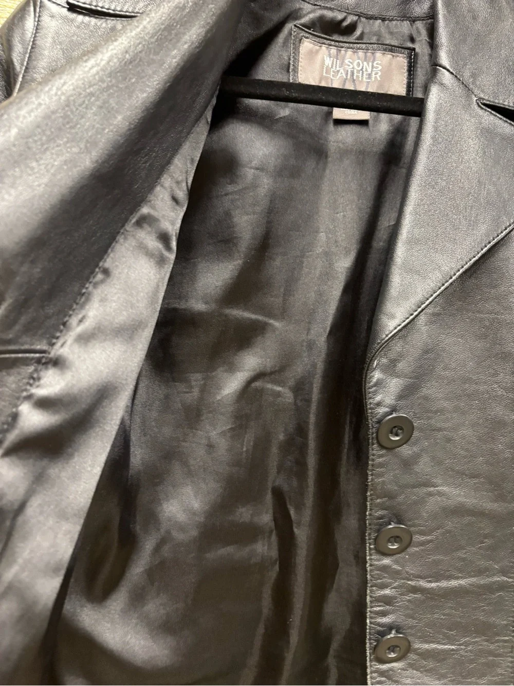 Vintage Wilsons Leather Black Women's Button-Front Leather Blazer